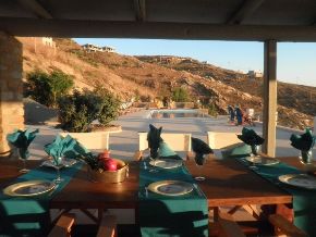 Table for six people on the veranda